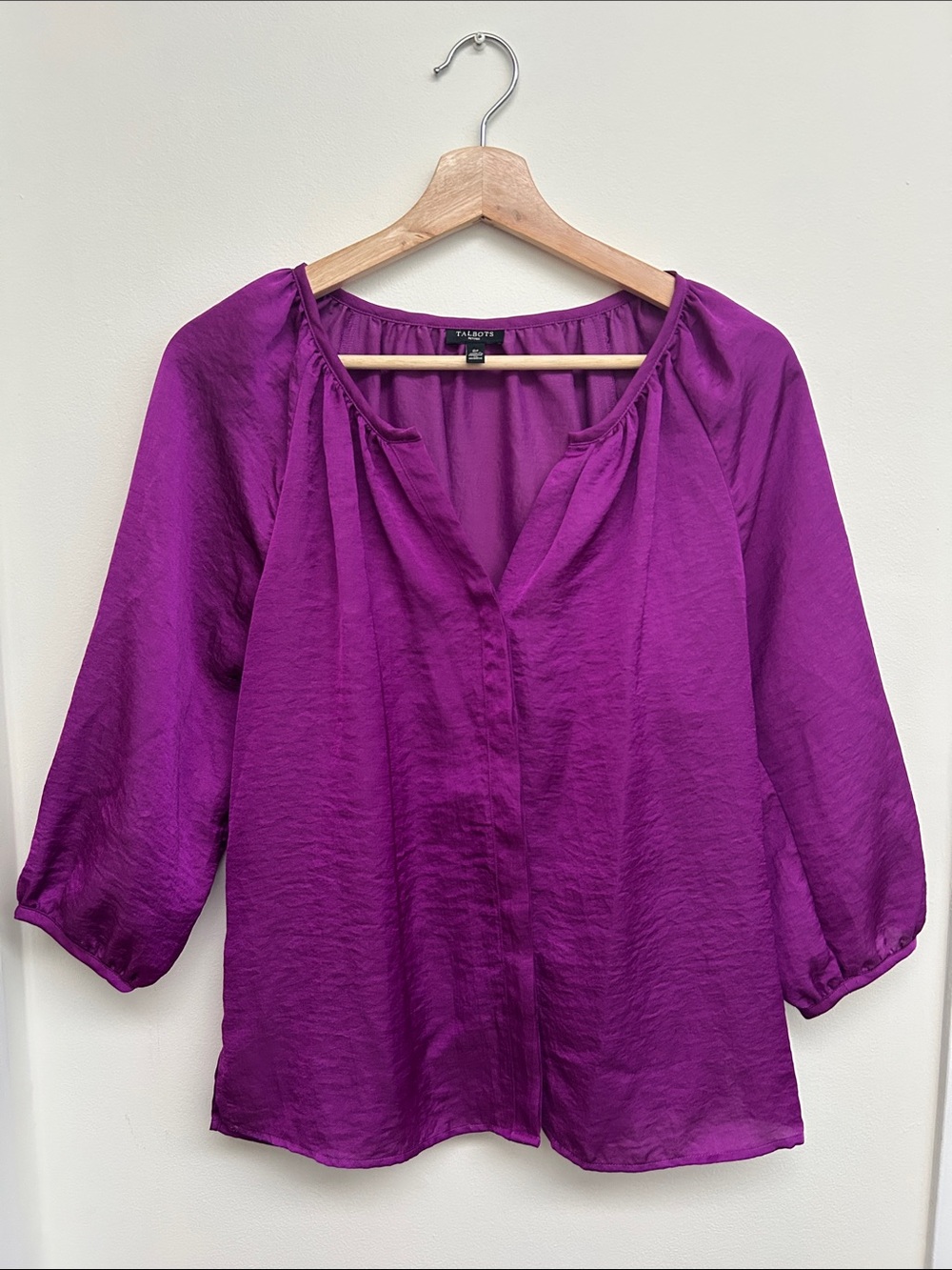 Talbots Vibrant Purple Peasant Blouse